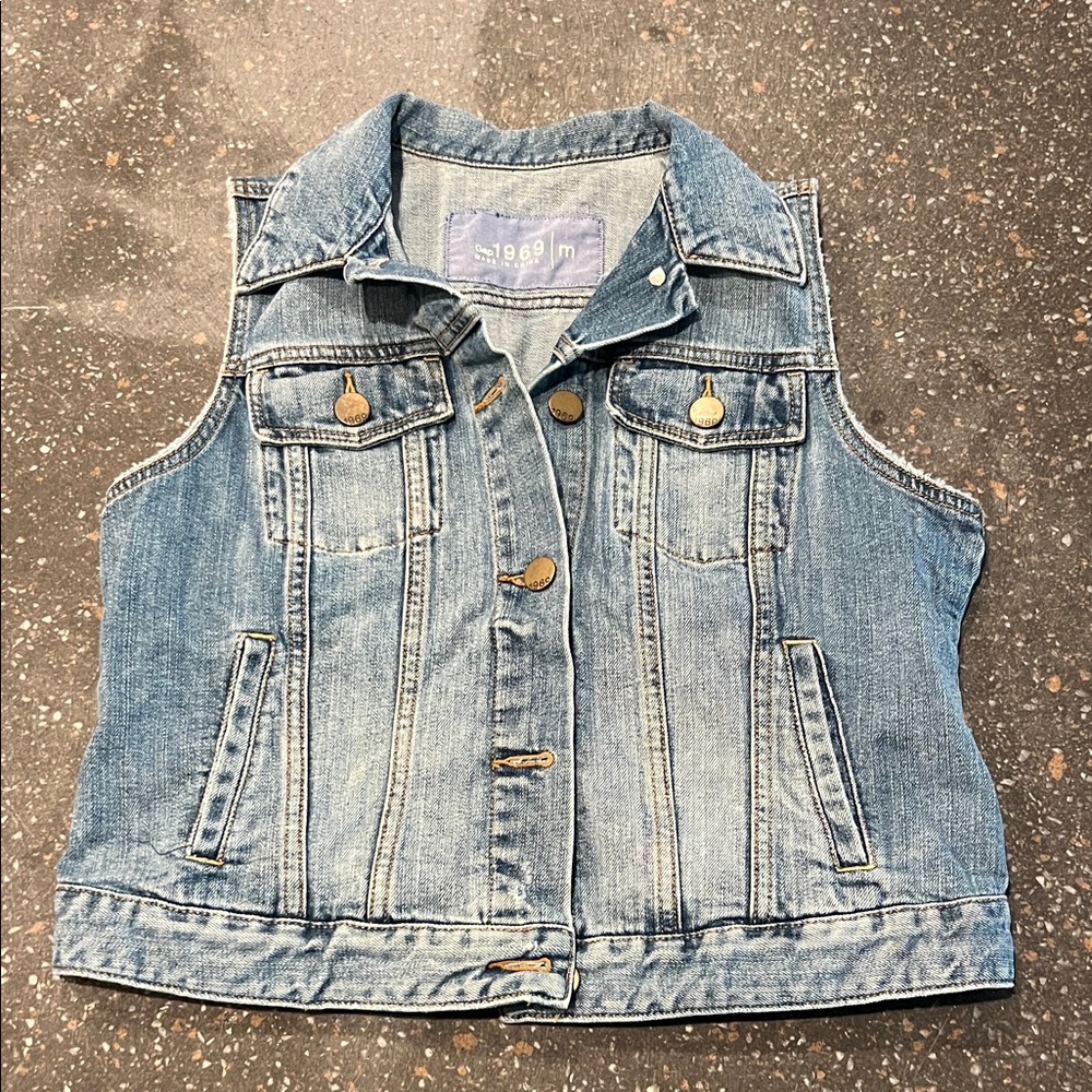 GAP Blue Denim Vest with Snap Buttons